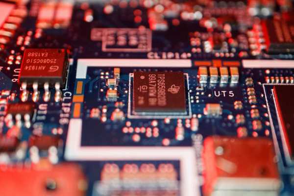 Illustration picture of semiconductor chips on a circuit board