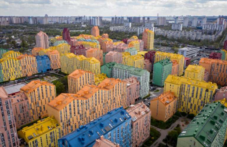 Stunning drone photographs show a real-life LEGO-like city in Ukraine