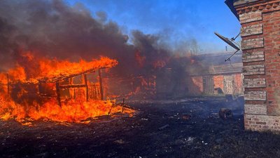 Deadwood caught fire in Kyiv region, fire spreads to buildings